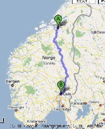 Oslo - Trondheim 540 km