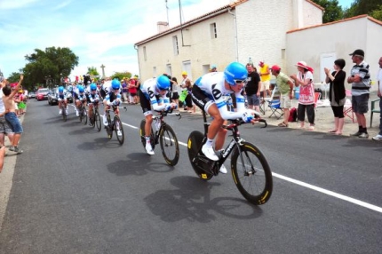 Garmin Cervélo gedurende de Tour de France ploegentijdrit