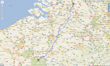 Route 1e dag 's Hertogenbosch naar Parijs