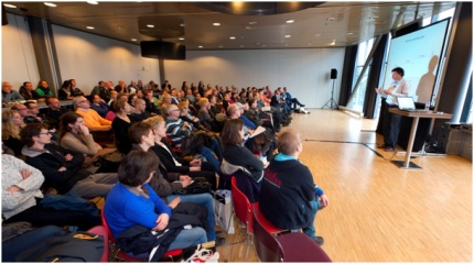 Adrie van Diemen geeft voor Alpe d'HuZes deelnemers een lezing